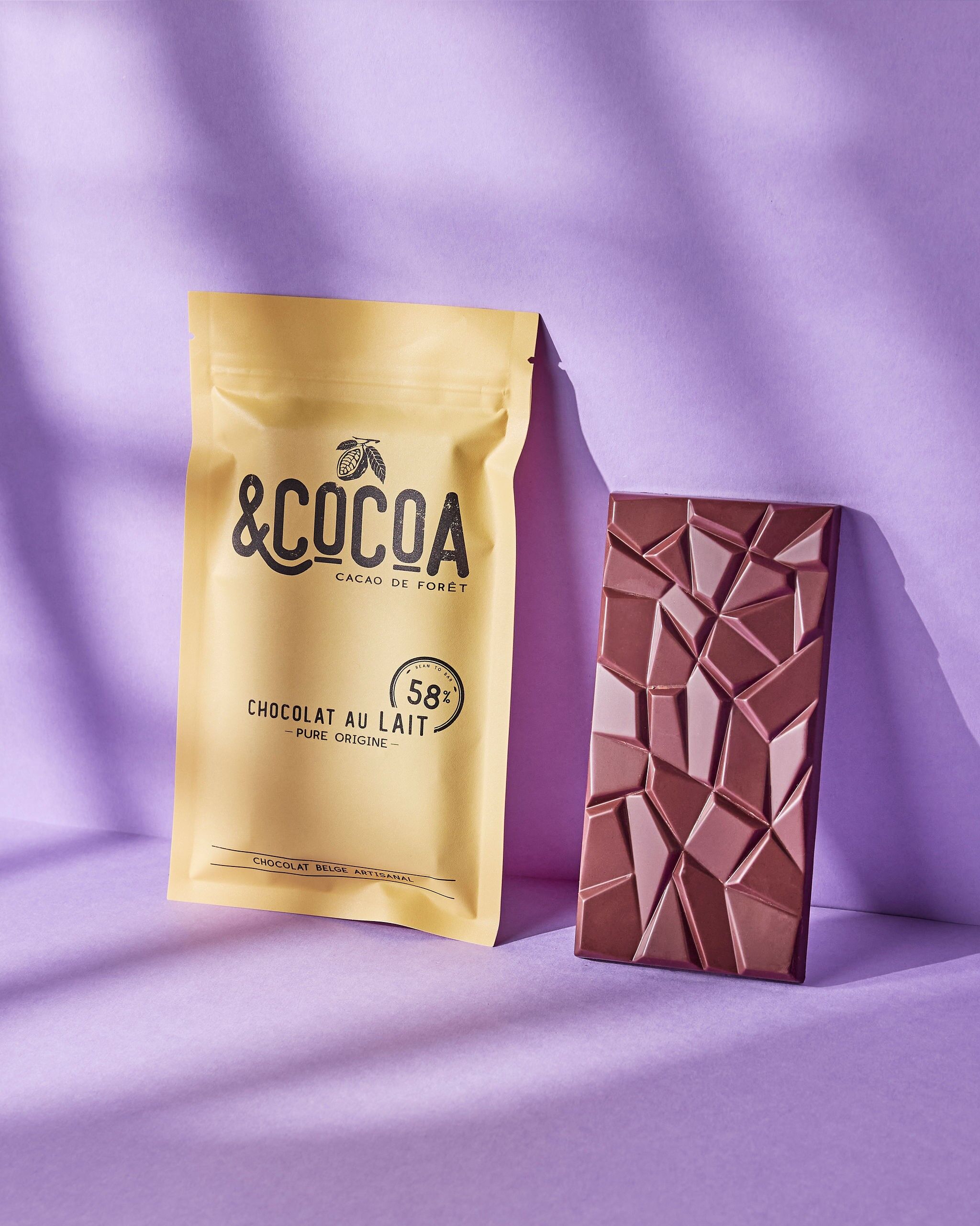 Barra de chocolate con leche Bean to Bar 58% - Belga - 90gr
