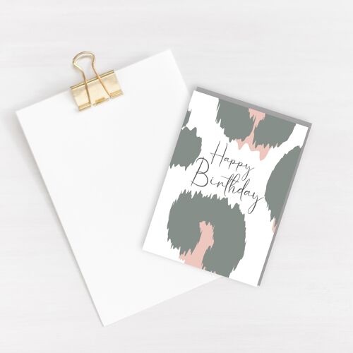 Happy Birthday Green Leopard Print Card