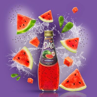 Dao-Getränk mit Basilikumsamen, Wassermelonengeschmack, 29 cl