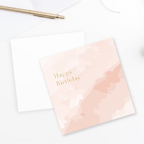 Happy Birthday Watercolour Card - Gold Foiled