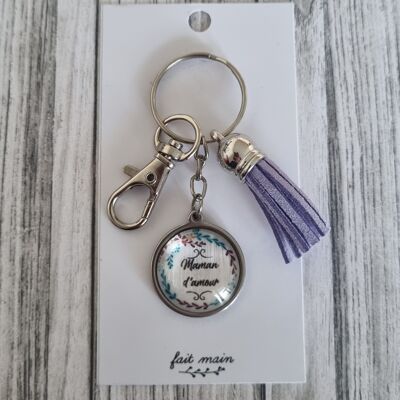 "love mom" keyring (blue/purple)