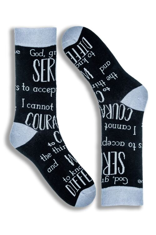 Unisex novelty socks for men and women Serenity Prayer socks gifts for Christians sobriety birthday celebrations