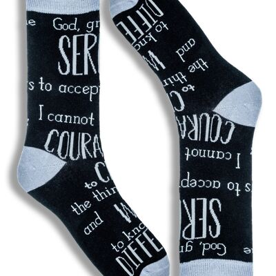Unisex novelty socks for men and women Serenity Prayer socks gifts for Christians sobriety birthday celebrations