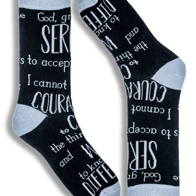 Calcetines unisex novedosos para hombres y mujeres, calcetines de oración de serenidad, regalos para celebraciones de cumpleaños de sobriedad cristiana