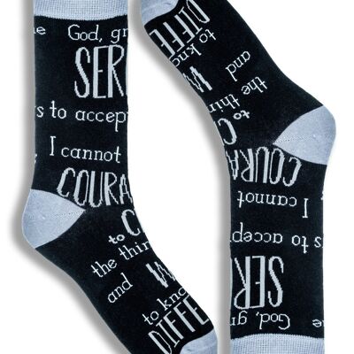 Calcetines unisex novedosos para hombres y mujeres, calcetines de oración de serenidad, regalos para celebraciones de cumpleaños de sobriedad cristiana