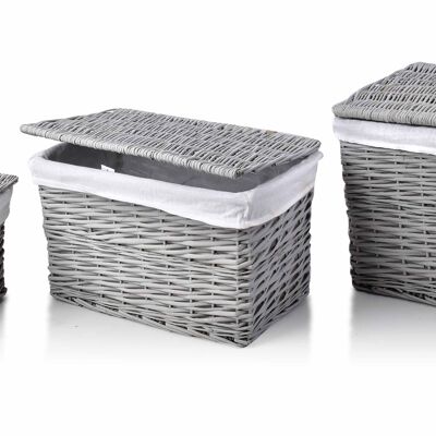 PINO Conjunto de 3 baúles de mimbre 58x38xh38/51x32xh32/44x26xh26cm