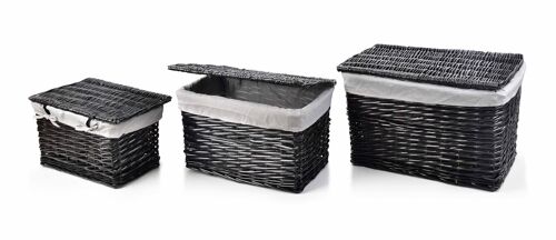 PINO Set of 3 wicker trunks 58x38x38/51x32x32/44x26x26cm