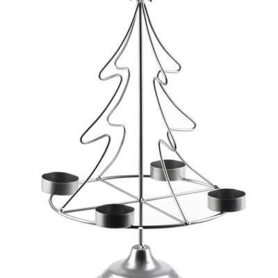 Bougeoir sapin de Noël SANTA LILA 23,5x11xh38cm argent