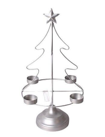 Bougeoir sapin de Noël SANTA LILA 23,5x11xh38cm argent 2