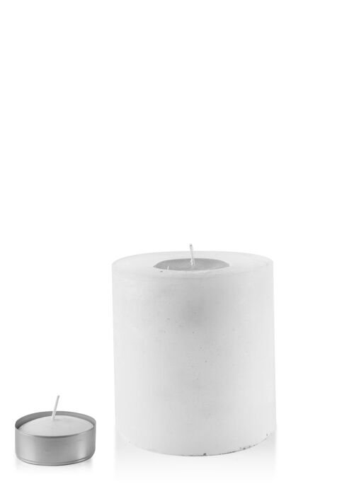CANDLE LANTERN CYLINDER 120X120 RUSTIC white