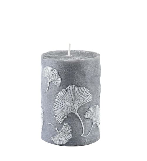 CANDLE cylinder 65X80 Ginkgo GRAY