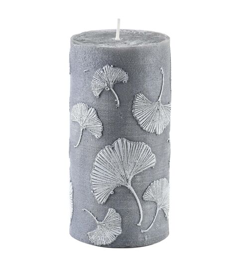 CANDLE cylinder 65X140 Ginkgo GRAY