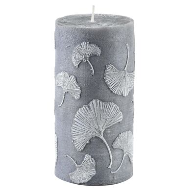 CANDLE cylinder 65X140 Ginkgo GRAY