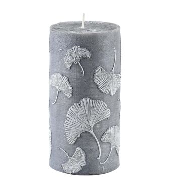 BOUGIE cylindre 65X140 Ginkgo GRIS