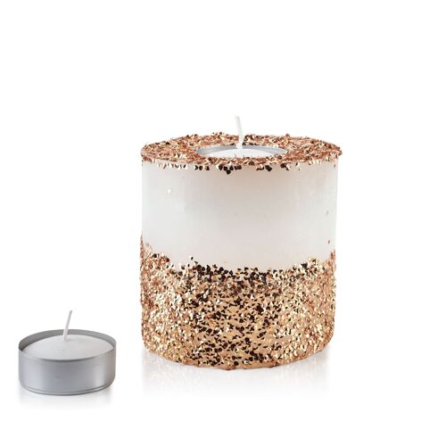 CANDLE LANTERN CYLINDER 120X120 DIAMOND WHITE GOLD CRYSTALS