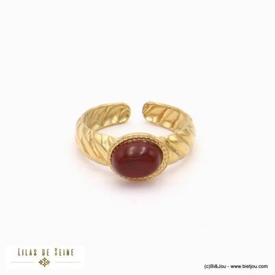 bague acier inoxydable cabochon ovale pierre 0422523