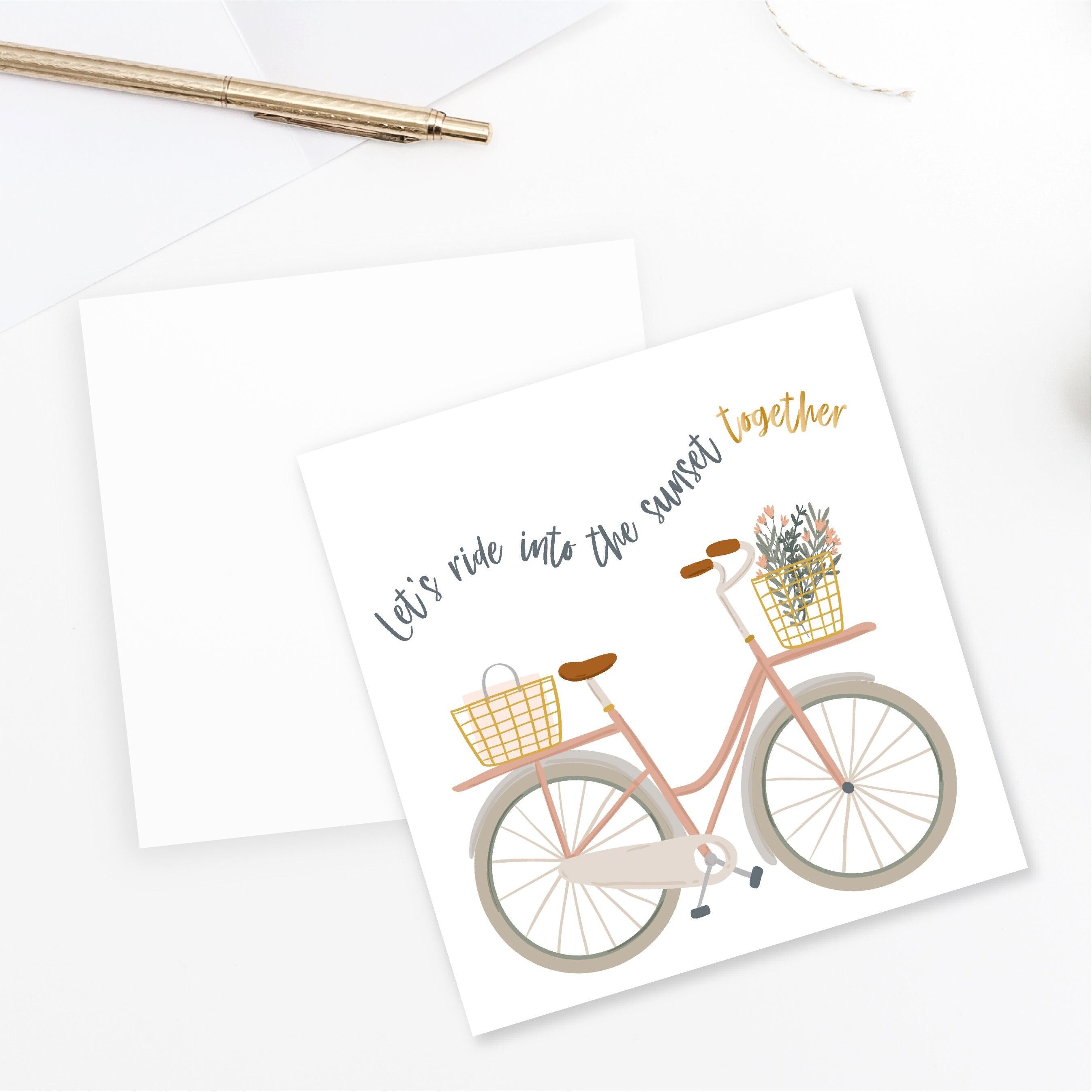 Lass uns in den Sonnenuntergang reiten Karte - Goldfolie