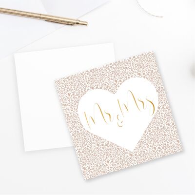 Carte Mr & Mrs - Feuille d'or