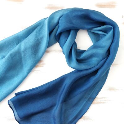 Silk scarf dyed with natural indigo