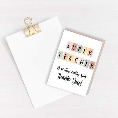 Carte de remerciement super enseignant