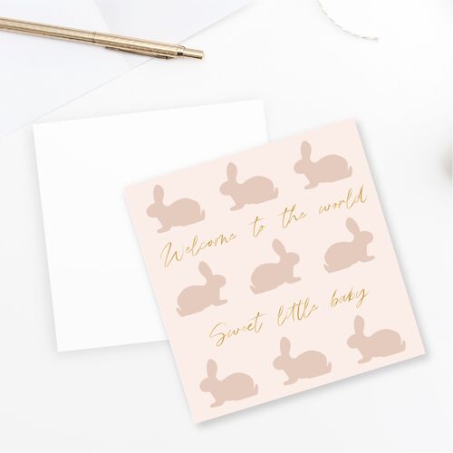 Welcome to the world Bunnies Card - Gold Foiled