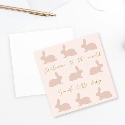 Willkommen auf der World Bunnies Card - Gold Foiled