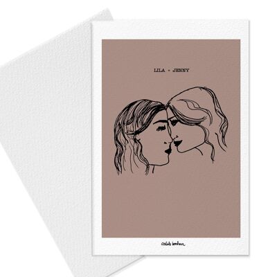 Carte Affiche |  Mariage ou demande en mariage "Les deux amoureuses" | LGBT | Lesbienne & gay | Personnalisable