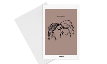 Carte Affiche |  Mariage ou demande en mariage "Les deux amoureuses" | LGBT | Lesbienne & gay | Personnalisable 1