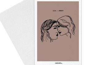 Carte Affiche |  Mariage ou demande en mariage "Les deux amoureuses" | LGBT | Lesbienne & gay | Personnalisable 2