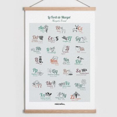 Englisches französisches Alphabet Poster | Der Wald | Anpassbar | zweisprachig | erzieherisch | Lernen | Kinderposter | Baby-Plakat | Schlafzimmerdekoration | Haus Dekoration