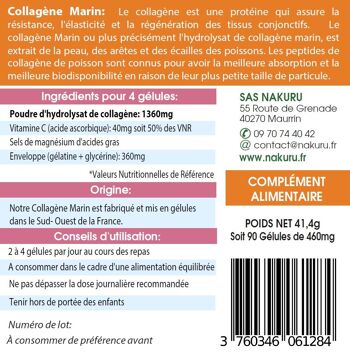 Collagène Marin / 90 Gélules de 460mg / Nakuru Beauty / Fabriqué en France / "Le Secret Anti-Âge !" 4