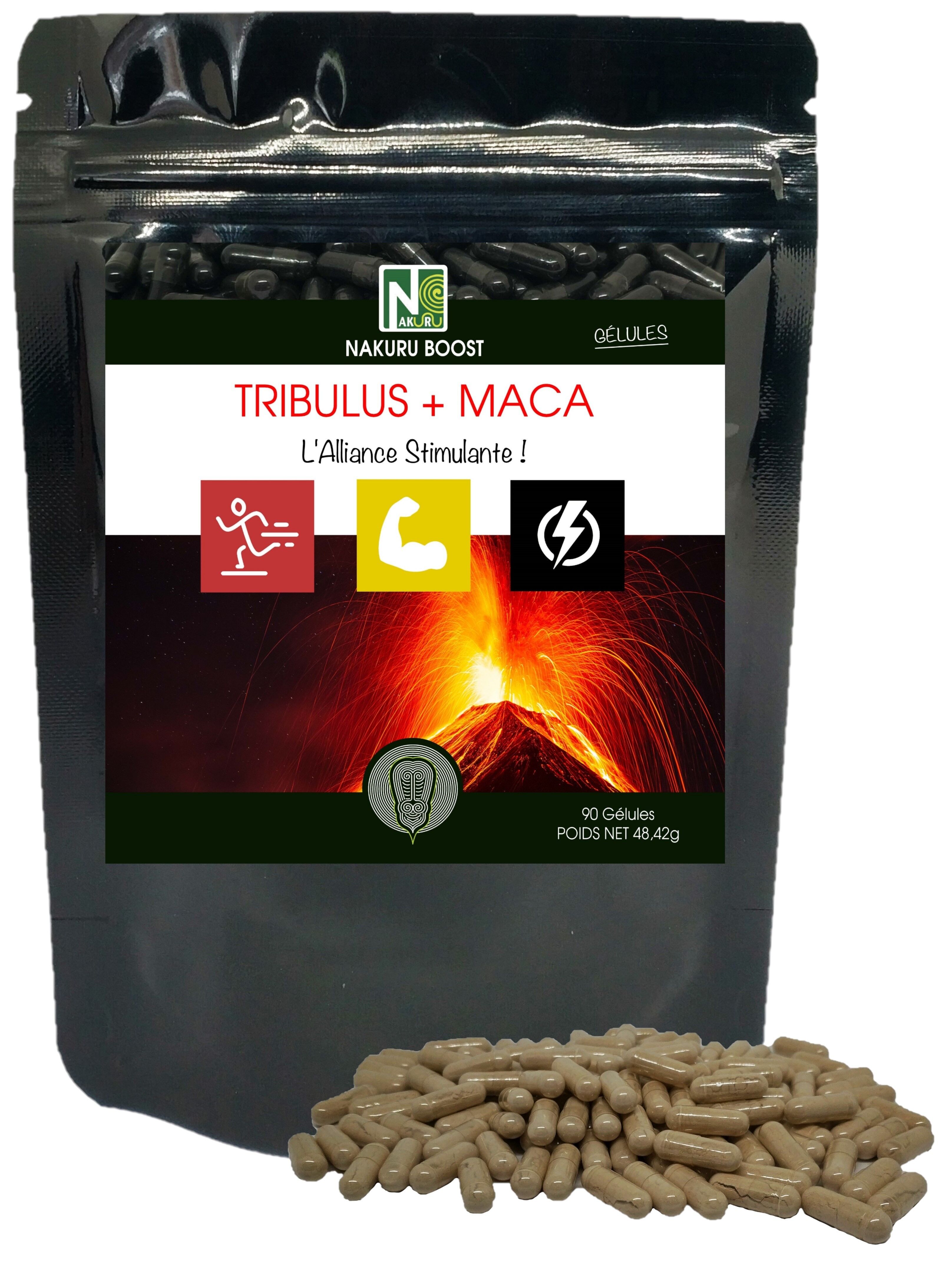 Tribulus + Maca / 90 Capsule da 538mg / NAKURU Boost / Prodotto in Francia / "L'Alliance Stimulante!"