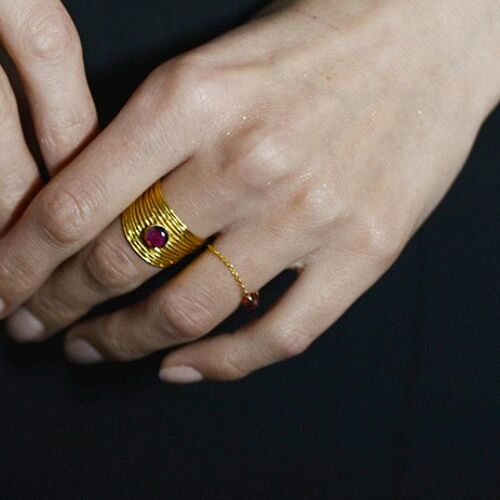 Bague en pierre naturelle de grenat rouge - Ariane