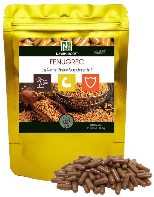 Fenugrec / 120 Gélules de 405mg / NAKURU Boost / Analysé et Conditionné en France / "La Petite Graine Surpuissante !"