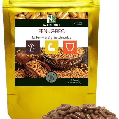 Fenugrec / 120 Gélules de 405mg / NAKURU Boost / Analysé et Conditionné en France / "La Petite Graine Surpuissante !"