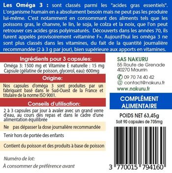 Oméga 3 / 90 Capsules de 705mg / NAKURU Boost / Fabriqué en France / L'Huile de Poisson ! 4