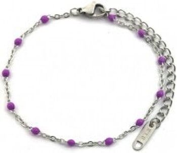 G-F18.1 B064-027S S. Bracelet Acier Pois Violet 1