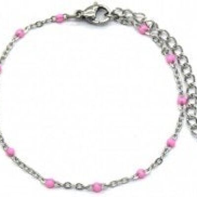 G-F7.3 B064-027S S. Steel Bracelet Dots Pink