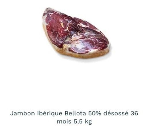 Jambon Ibérique Bellota 50% désossé 36 mois 5,8kg Jamones de Juviles sans nitrite sans gluten