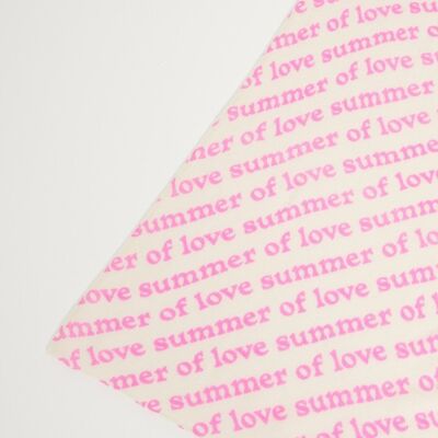 UNI 7 Off-gauge cashmere bandana with fushia "SUMMER OF LOVE" print