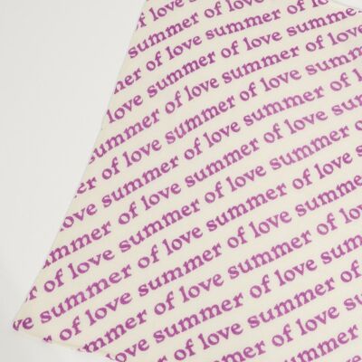 UNI 7 Off-gauge cashmere bandana with purple "SUMMER OF LOVE" print