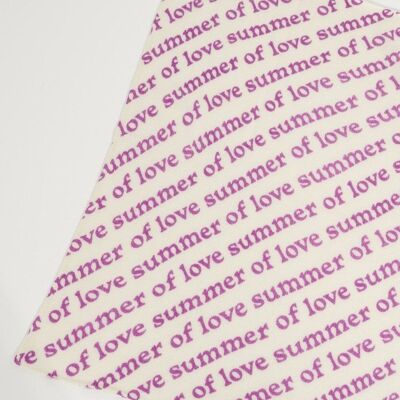 UNI 7 Off-gauge cashmere bandana with purple "SUMMER OF LOVE" print