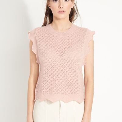 AVA 3 Powder pink sleeveless loose cashmere fancy top