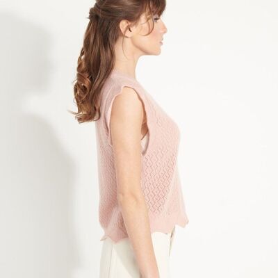 AVA 3 Powder pink sleeveless loose cashmere fancy top