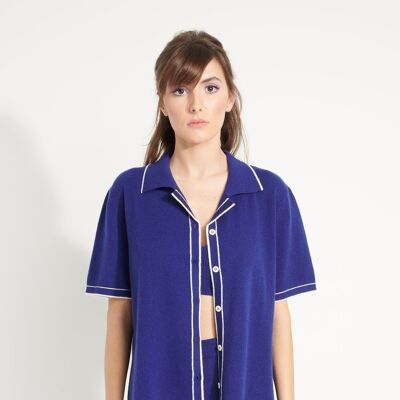 AVA 2 Midnight blue oversized loose cashmere blouse
