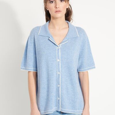 AVA 2 Sky blue oversized loose cashmere blouse