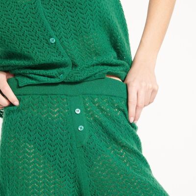 AVA 14 Mini shorts verde esmeralda de cachemira pointelle