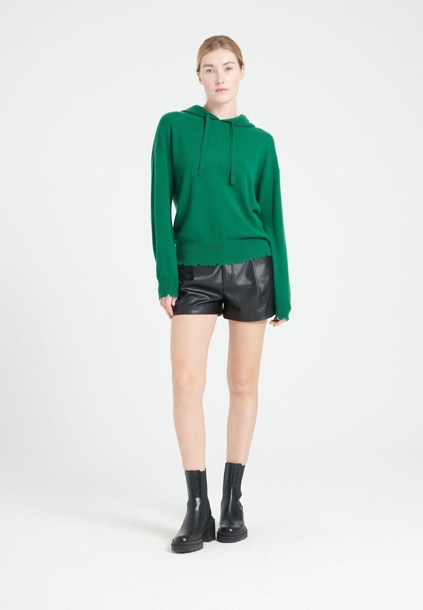 MIA 16 Sudadera de cachemir con ribetes cincelados en verde esmeralda