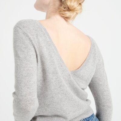 MIA 7 V-neck sweater in light gray cashmere