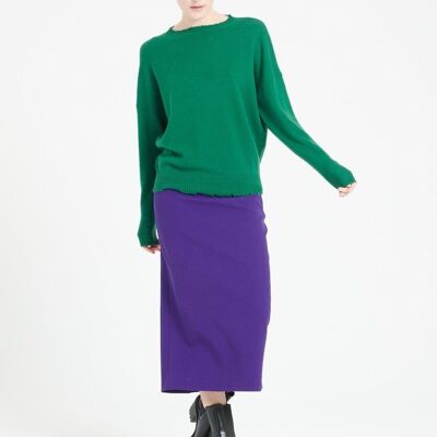 MIA 17 Cashmere round neck sweater with emerald green chiselled finishes